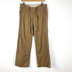 VTG Y2K Mossimo Supply Corduroy Cargo Pants Low Rise Tan Grunge 90s Baggy sz 9